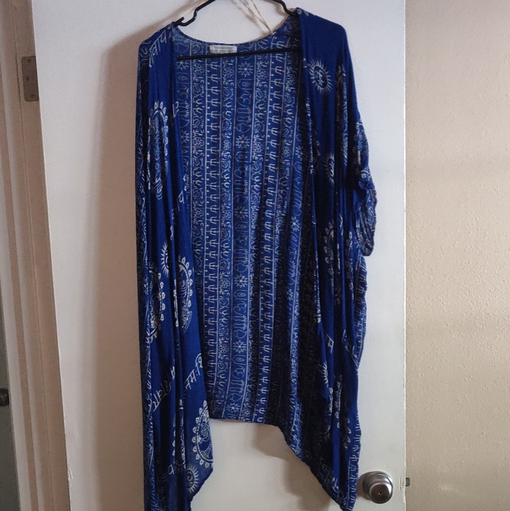 Blue boho kimono
